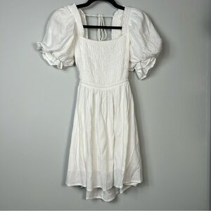 Princess Polly Smocked Puff Sleeve White Mini Dress